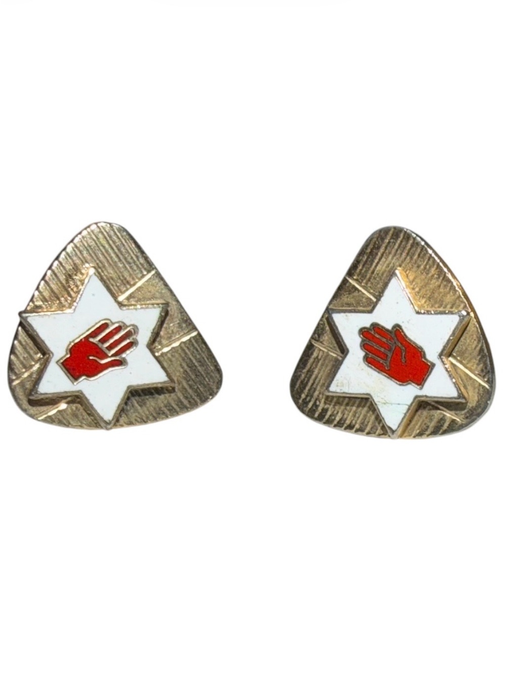 Vintage Set of Orange Order Cufflinks with Red Hand of Ulster and 6 Pointed Star